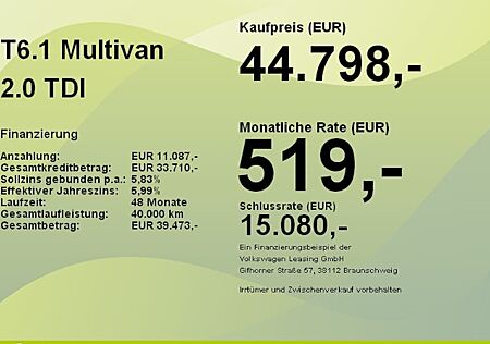 VW T7 Multivan 2,0 TDI 150kW BMT DSG Generation SIX 4 Türen