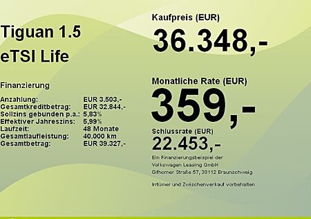 VW Tiguan 1.5 eTSI OPF 96kW DSG Life 5 Türen
