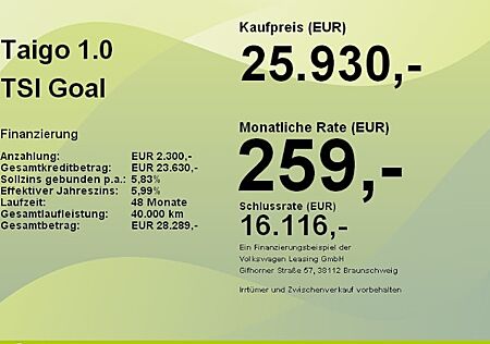 VW Taigo 1.0 TSI OPF 85 kW GOAL 5 Türen