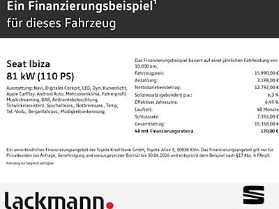 SEAT Ibiza 1.0 TSI 81kW FR Pro Black Edition DSG 5 Türen
