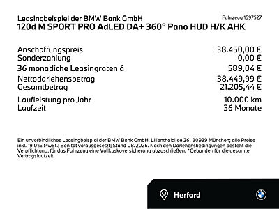 120d M SPORT PRO AdLED DA+ 360° Pano HUD H/K AHK