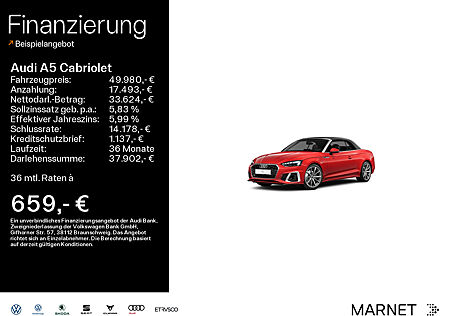 Audi A5 Cabriolet 35 TDI S line*Navi*Matrix*B&O*AHK*PDC*Virtual Cockpit*Kamera*Sitzheizung