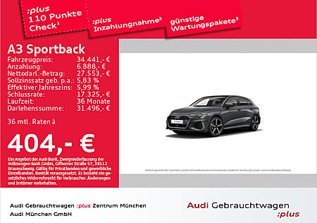 Audi A3 Sportback 40 TFSI e S tronic 2x S line Pano/Matrix/Virtual/Kamera