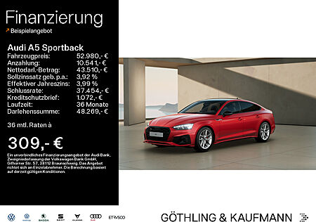 Audi A5 Sportback 40 TFSI qu 2x S line S tro*HUD*Pano*S-Sitze*Laser*Virtual*Navi+*Kamera*Fahren*Optik*AHK*