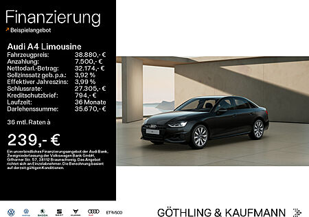 Audi A4 Limousine 40 TFSI qu Advanced S tro*LED*Virtual*Navi+*Kamera*Sportsitze*Optik