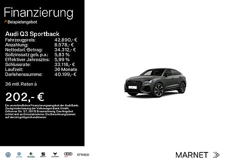 Audi Q3 Sportback S line 40 TFSI quattro*S line*LED*Optikpaket*'Rückfahrkamera*Navi*Tempomat*