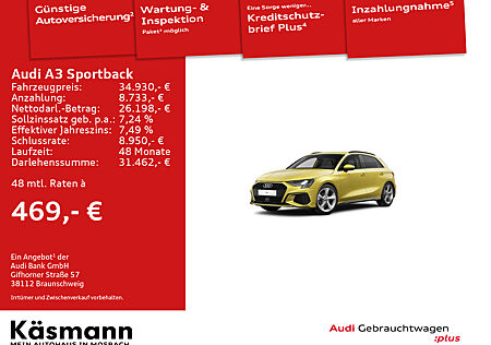 Audi A3 Sportback 30TDI S line AHK NAV ACC SHZ PDC+