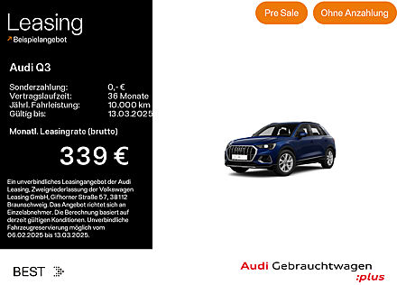 Audi Q3 40 TFSI quattro advanced*AHK*KAMERA*LEDER*PDC*SHZ*NAVI-PLUS*18ZOLL