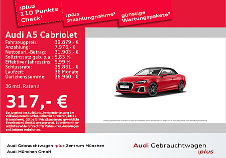 Audi A5 Cabriolet 45 TFSI qu. S tronic 2x S line HuD/B&O/AHK/Matrix