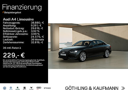 Audi A4 Limousine 40 TFSI qu Advanced S tro*LED*Virtual*Navi+*Kamera*Sportsitze*Optik