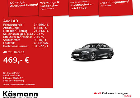 Audi A3 Lim. 40TFSI qu S line NAVI LED GRA SHZ