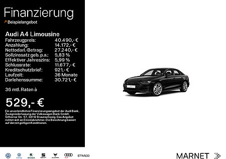 Audi A4 Limousine Advanced 40 TDI quattro*Navi*PDC*Virtual Cockpit* Connect*Kamera