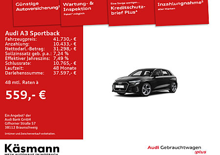 Audi A3 Sportback 35TFSI S line B&O NAV KAM SHZ LED