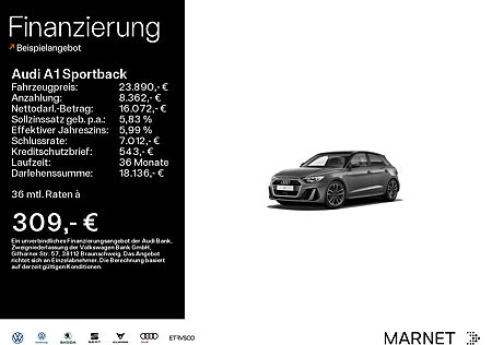 Audi A1 Sportback 30 TFSI S line*Navi*LED*Alu*PDC*Virtual Cockpit*Sitzheizung