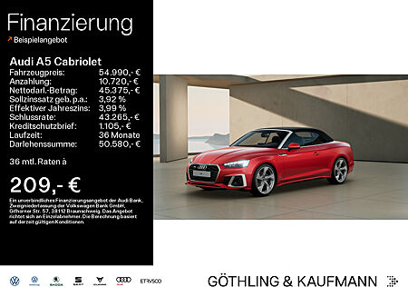 Audi A5 Cabriolet 40 TDI qu 2x S line S tro*Matrix*Virtual*Navi+*360° Kamera*Fahren*AHK*