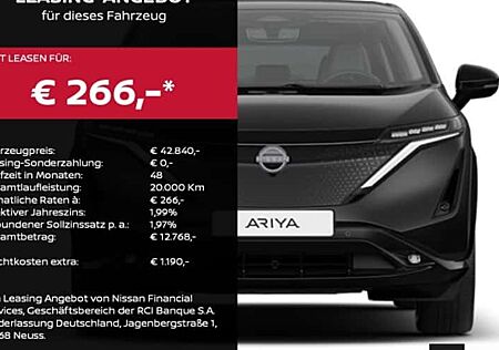 Nissan Ariya 63kWh Vorderrad. 160kW 22kW Advance Pack 5 Türen