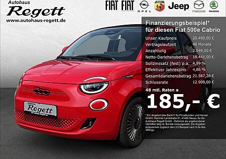 Fiat 500E Cabrio Sondermodell Red mit Winterpaket.