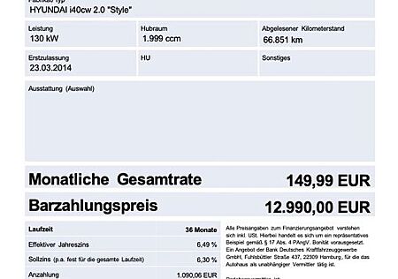 Hyundai i40 2,0 PDC V.H./SHZ/CLIMAA./el.SITZ/GARANTIE/AL