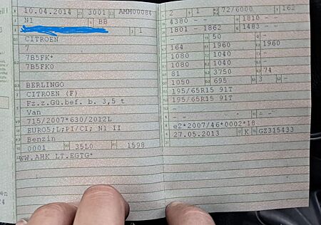 Citroën Berlingo Kasten AHK 72 kW EZ 2014