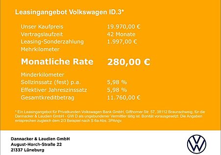 VW ID.3 gebraucht kaufen VW ID.3 Volkswagen Pro Performance 62kWh Alu LED Navi ACC PDC