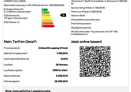 Peugeot 408 GT HYBRID 145 e-DSC6 Focal, 360° Kamera