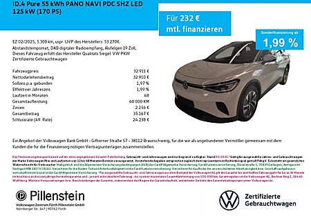 VW ID.4 Volkswagen Pure 55 kWh PANO NAVI PDC SHZ LED