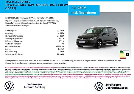 VW Touran Volkswagen 2.0 TDI DSG Move+GJR+ACC+NAV+APP+PDC+DAB+