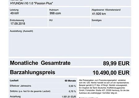 Hyundai i10 PDC/SHZ/CLIMAA./LHZ/TEMP./BLUETOOTH/GARANTIE