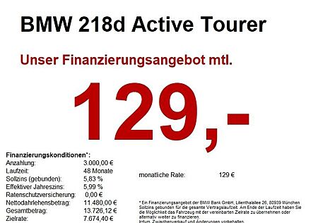 BMW 218d Active Tourer LED+/NAVI/ParkAssi/TISCH/SH