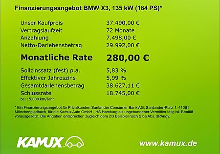 BMW X3 20i xDrive Steptronic+LED+NAVI+KAMERA+PANO