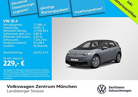 VW ID.3 Volkswagen Pure Performance 110 kW CCS LED Navi ParkPi