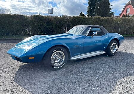 Chevrolet Corvette C3 Stingray Cabrio, 1974, blau, Sidepipes