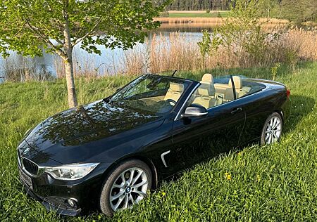BMW 420d Cabrio, Top Optik: schwarz mit beigem Leder