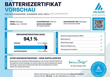 VW e-up! Volkswagen e-up! Style PDC LM-Felgen Sitzhzg.