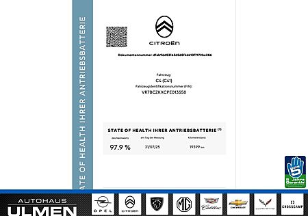 Citroën C4 e - e-Elektromotor 136 Feel Klimaautomatik Te