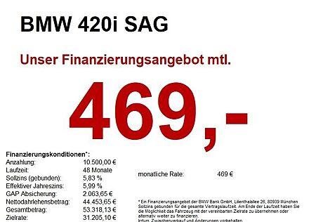 BMW 420i SAG M Sport D-Assi//K-ZUG/TEMPO/LHZ/AMBI/SH