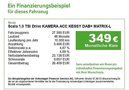 Skoda Scala 1.0 TSI Drive KAMERA ACC KESSY DAB+ MATRIX