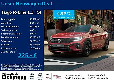 VW Taigo Volkswagen R-Line 1.5 TSI+DSG+MATRIX-LED+ACC+RFK+BLAC