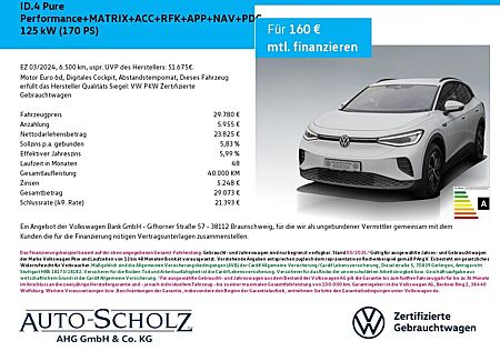VW ID.4 Volkswagen Pure Performance+MATRIX+ACC+RFK+APP+NAV+PDC