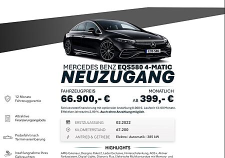 Mercedes-Benz EQS 580 4MATIC DIGITAL/LEDER/MANUFAKTUR/360°/HIN