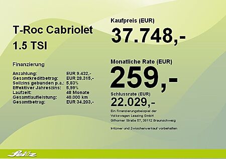 VW T-Roc Volkswagen Cabriolet 1.5 TSI Goal *NAVI*PDC*LED*