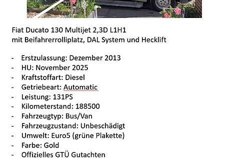 Fiat Ducato 130 Multijet mit Beifahrerrolliplatz