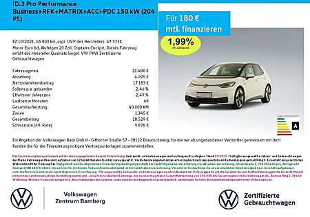 VW ID.3 Volkswagen Pro Performance Business+RFK+MATRIX+ACC+PDC