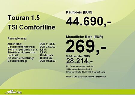 VW Touran Volkswagen 1.5 TSI Comfortline *AHK*KAMERA*NAVI*LED*