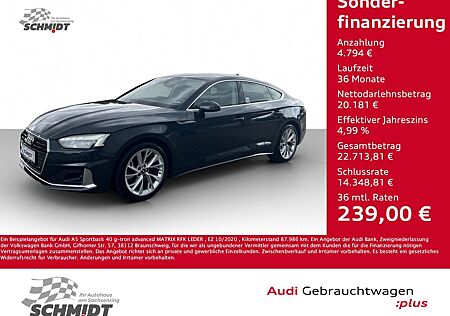 Audi A5 Sportback 40 g-tron advanced MATRIX RFK LEDER
