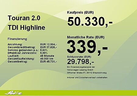 VW Touran Volkswagen 2.0 TDI Highline *7-SITZER*AHK*PANO*