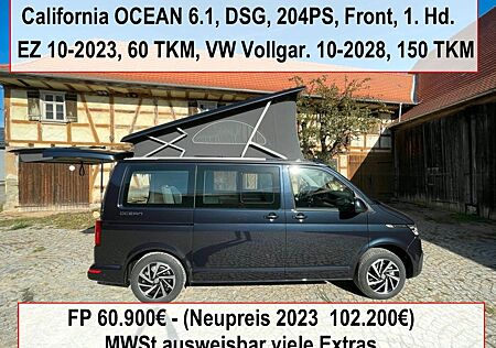 VW T6 California Volkswagen T6.1 OCEAN,1.Hd.,204ps,MWSt.awb., Gar.10/28
