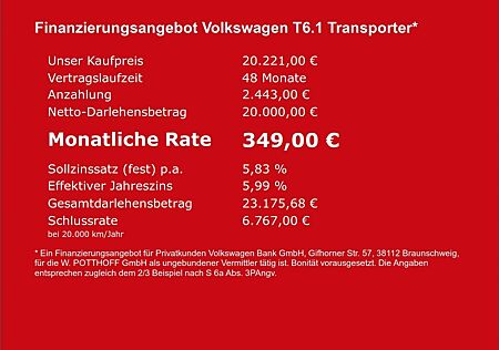 VW T6 Transporter Volkswagen T6.1 Transporter Kasten 2.0 TDI FWD NAVI PDC AHK