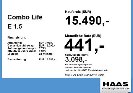 Opel Combo Life E 1.5 D Innovation Klimaautom. , Navi