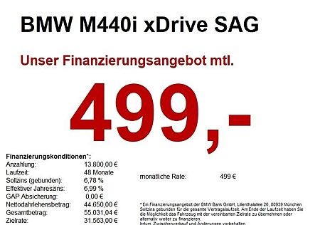 BMW M440i xDrive SAG AHK/LASER/HUD/hk/360CAM/NACKEN